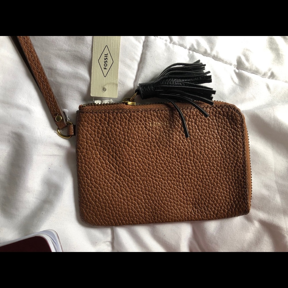 Brown Fossil Wristlet